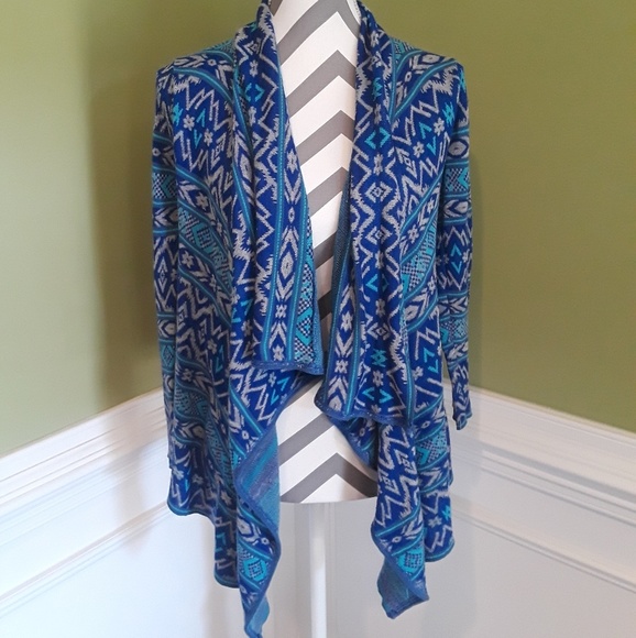 Say What? new york Sweaters - 🍋 Blue Aztec Drape Boho Sweater